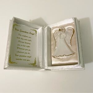 Guardian Angel Pocket Prayer White Box with Gold Cross
